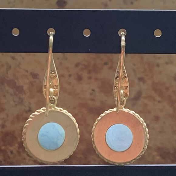 Gold Vermeil over Sterling Silver & Blue Chalcedony Earrings Dangle/Drop - Picture 8 of 9